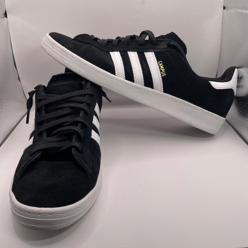 Adidas Campus Mens Shoes Core Black Cloud White Suede Sneakers Size 12 BZ0084